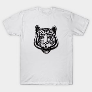 Black and White Tiger Face T-Shirt